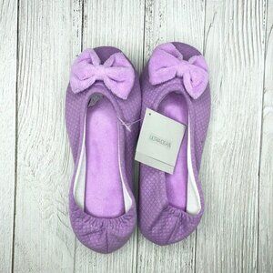 Ballet Terry Cloth Slippers L Purple Ballerina Memory Foam indoor outdoor shoes